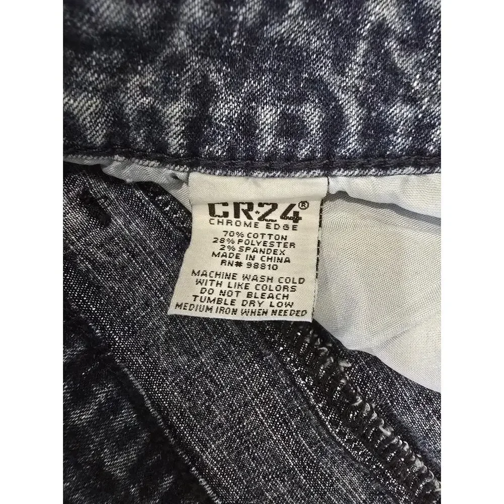 CR24 Chrome Edge Men's Acid Wash Jeans Blue Stretch Denim Streetwear RN 98810